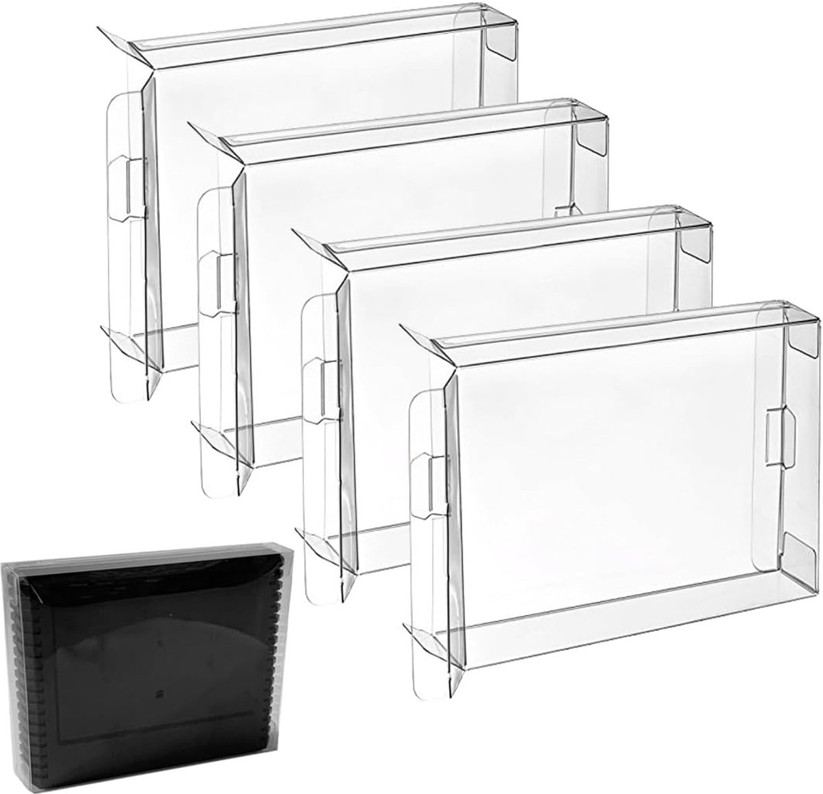SnelShoppen - Pack van 4 Speelkaarten Covers N64 Transparant Beschermhoes voor N64 Spelpatronen - Hoge Kwaliteit PET - Perfecte Pasvorm