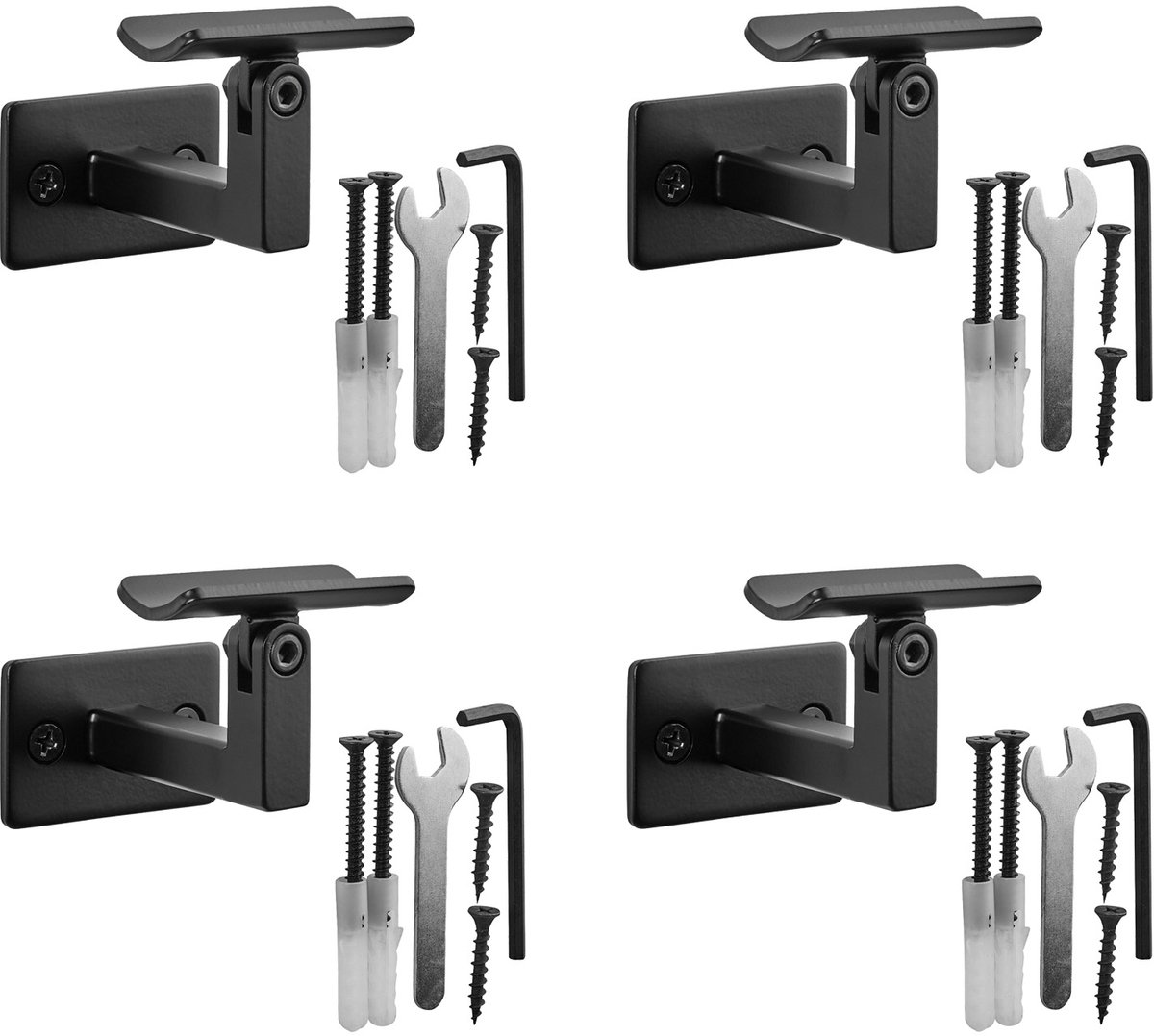 SOTECH Set van 4 leuninghouder FORGE 90° verstelbaar voor Ø 45 mm ronde leuningen (58 x 76 x 61 mm staal zwart poedercoating) voor een exacte aanpassing aan traphellingen en montagesituaties