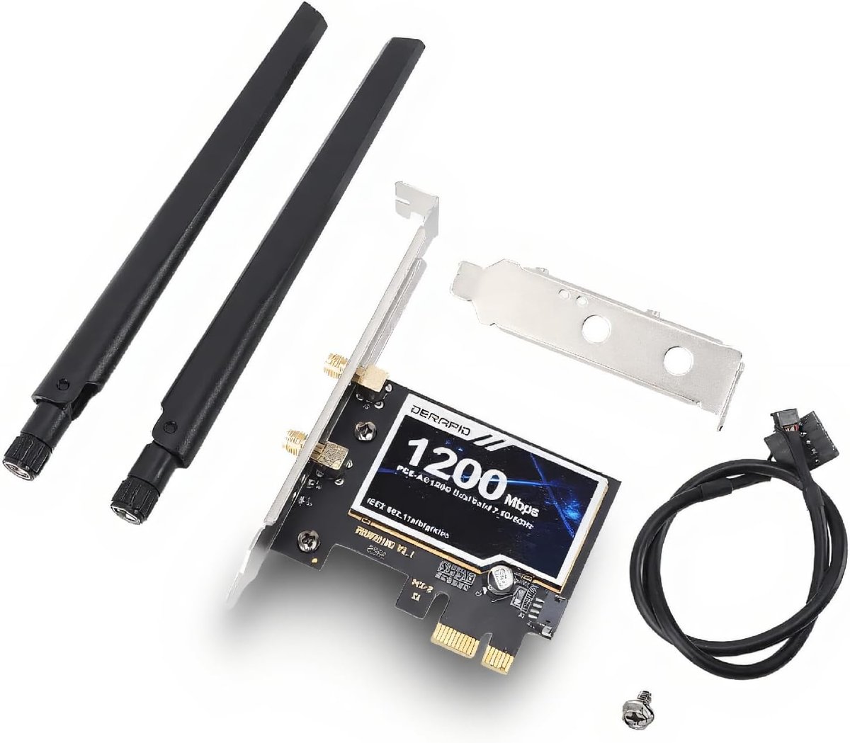 SnelShoppen - AC1200 PCIE WiFi Kaart voor PC, Dual-band Draadloze Netwerk Kaart met BT 4.2 voor Desktop en Laptop, Gigabit Netwerkadapter 1200Mbps