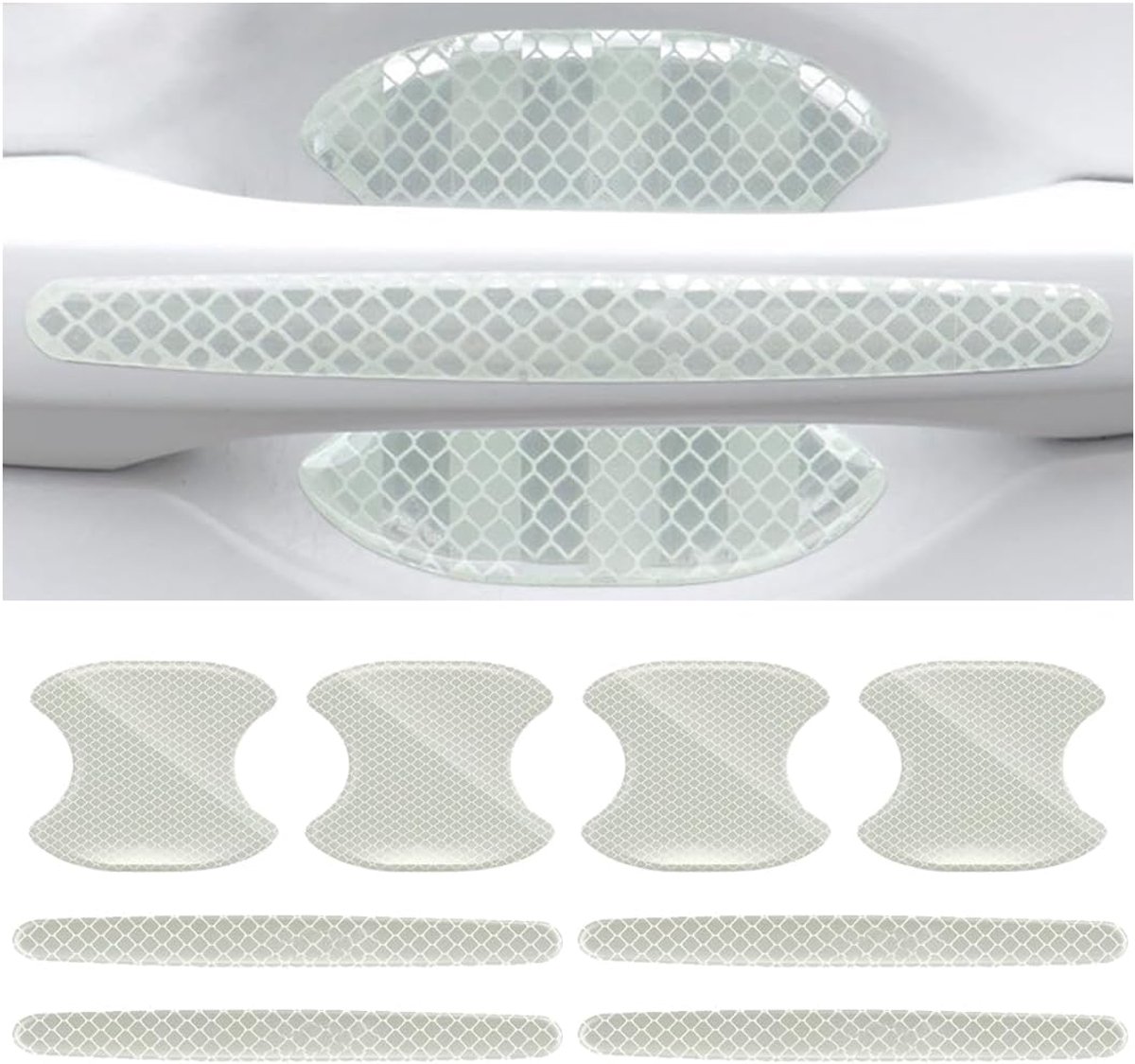Deurschraper bescherming - 8 stuks - reflecterende veiligheidsstrips - bescherming tegen krassen - SnelShoppen