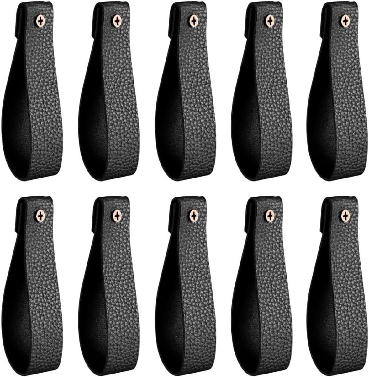 SnelShoppen - 10 Stuks PU Leren Wand Haken Wandbevestiging Hanger Handdoek Straps met Schroeven voor Woonkamer, Eetkamer, Slaapkamer, Keuken