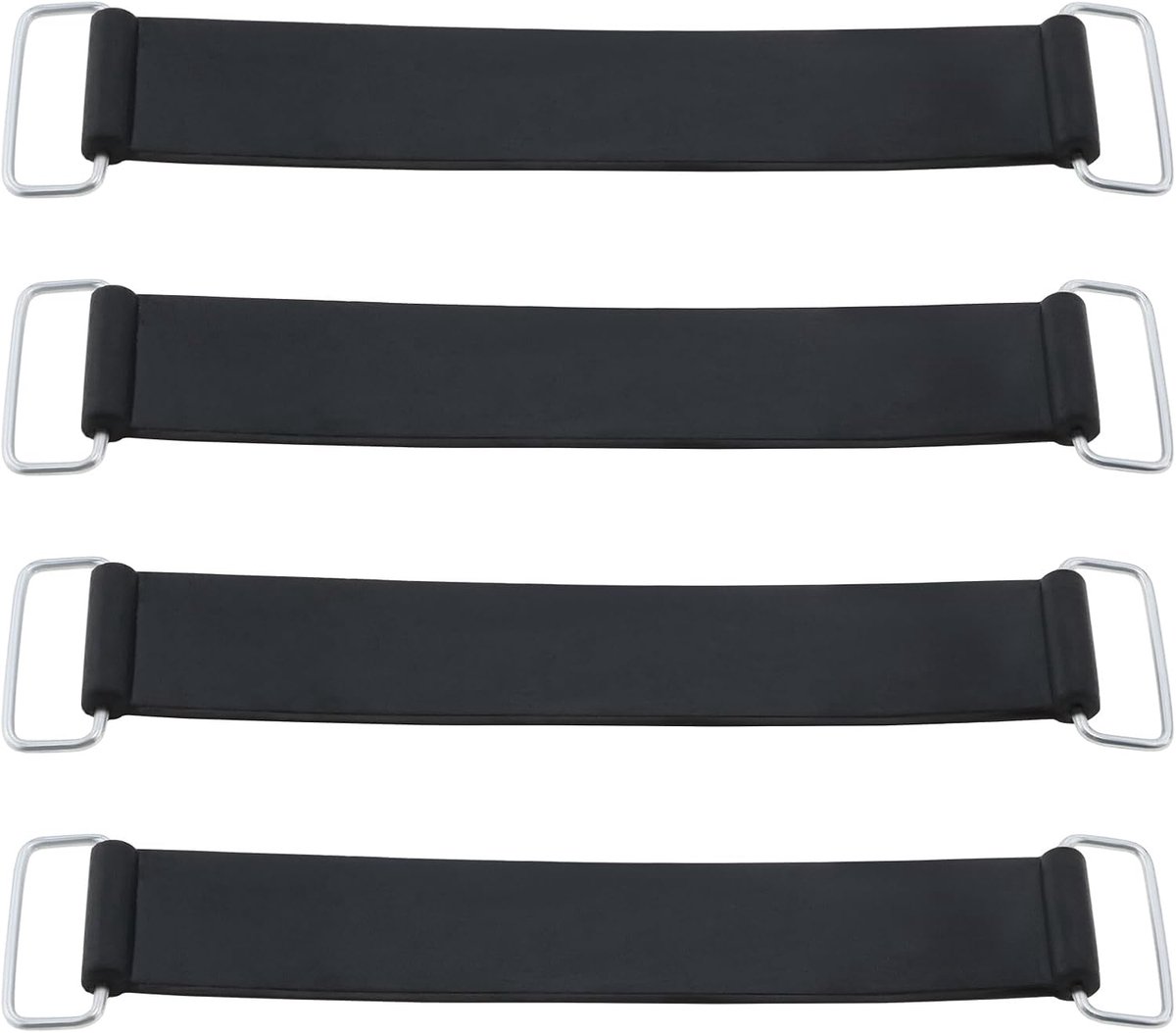 SnelShoppen - 4 Stuks Accu Band Rubber Houder, Zwart | Accu Bevestigingsband, Vervangingsonderdelen, Geschikt voor Motorfietsen, Scooters en Trikes