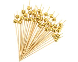 MAEXUS Cocktail Skewers 12 cm Pack of 100 Finger Food Toothpicks Wood Reusable Bamboo Antipasti Sticks Fruit Skewers - ShopVlot