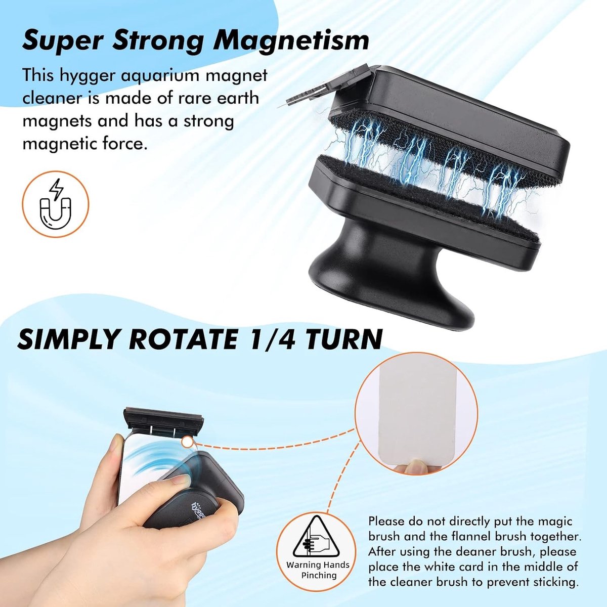 Magnetische Aquarium Reinigingsborstel voor Glas, Effectieve Algenverwijderaar met Verwijderbare Schraper voor Viskommen en Aquariums