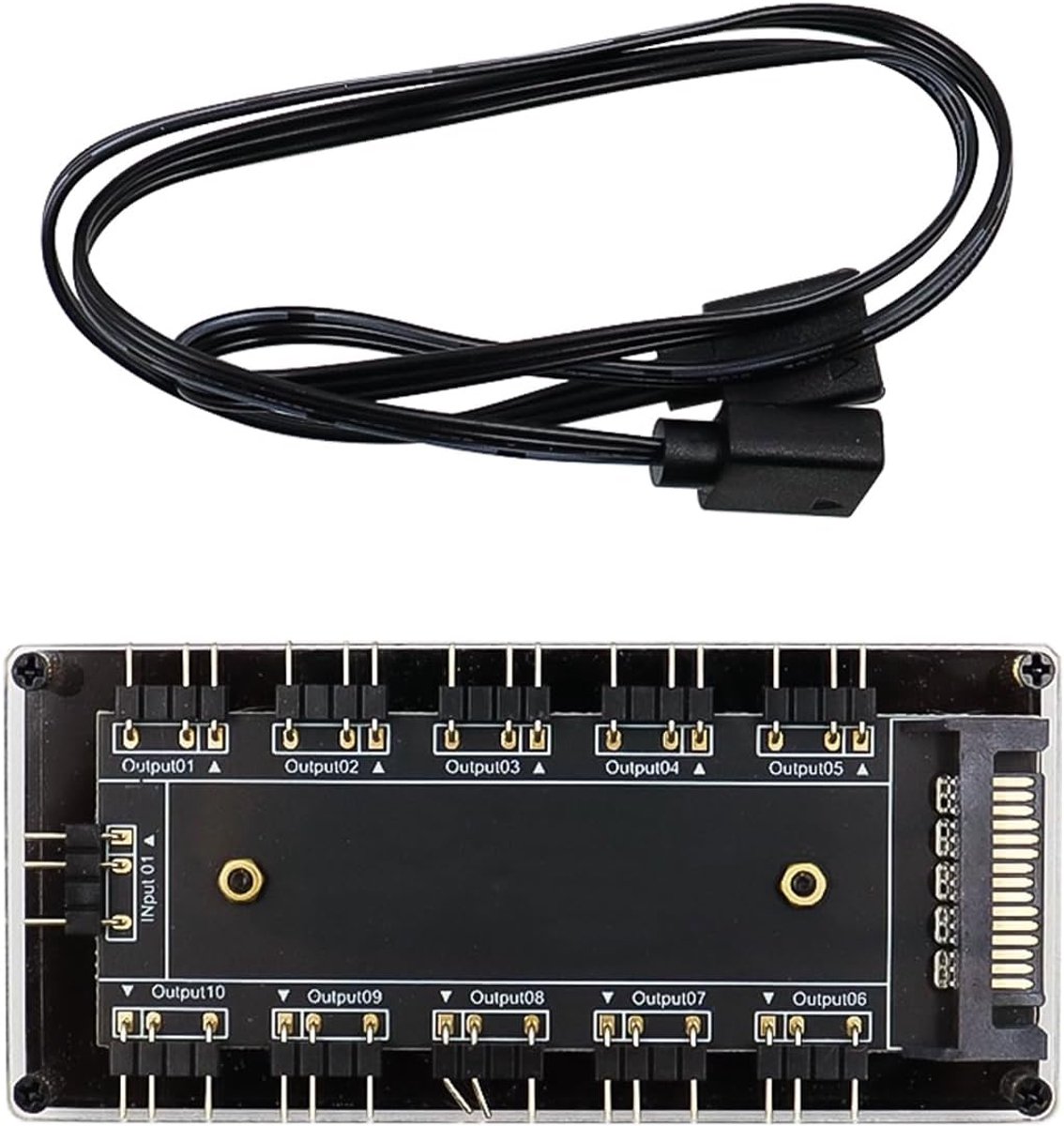 SnelShoppen - 5V 3-pin RGB Splitter Hub met 50cm 3-pin Verlengkabel voor RGB Ventilator en Lichtstrip - Gaming PC Desktop Accessoire