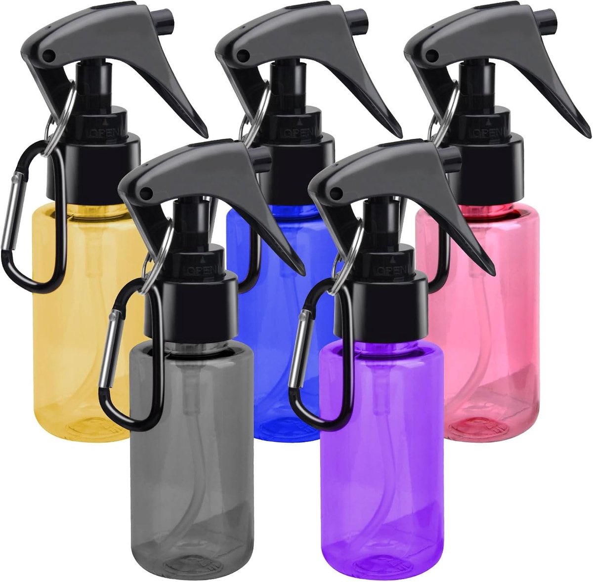 Set van 5 Mini Sprayflessen van 60 ml voor Reizen - Transparante Vernevelaars voor Haar, Planten en Schoonmaak