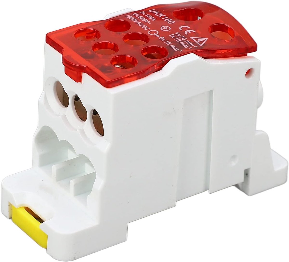 SnelShoppen - Terminal Verdeeldoos UKK160 DIN Rail Aansluitblok 690V 160A Elektrische Aansluiting Verdeeldoos (Rood) voor Flexibele Bedrading