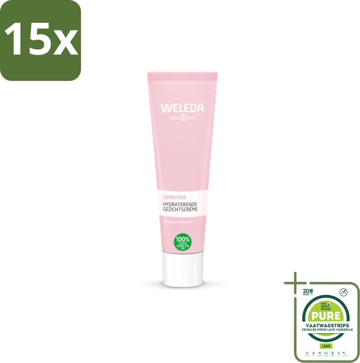 15 x WELEDA - Gezichtscrème Sensitive Hydraterend - Voor gevoelige huid - 30 ml - Grootverpakking - Gevoelige Huid - Hydraterende Crème - Vegan Crème - Biologische Amandelolie - Kalmerende Crème