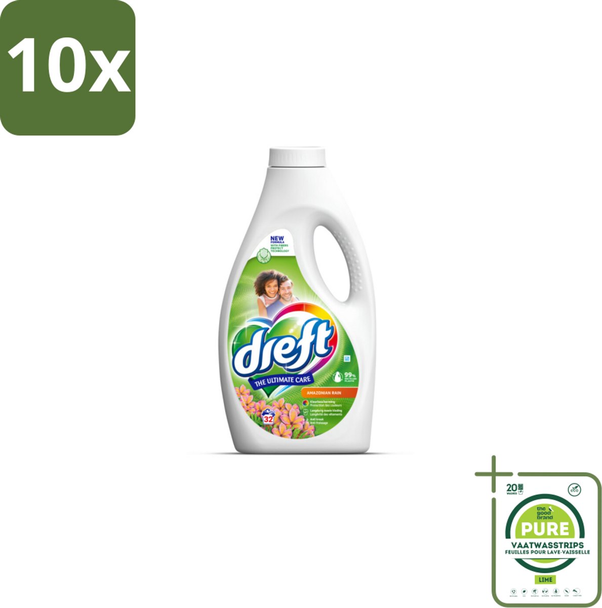 10 x Dreft - Vloeibaar Wasmiddel - Amazone Regen - Tropische frisheid - 32 Wasbeurten - Grootverpakking - Wasmiddel - Waspoeder - Wasverzachter - Amazone Geur - Frisse Geur