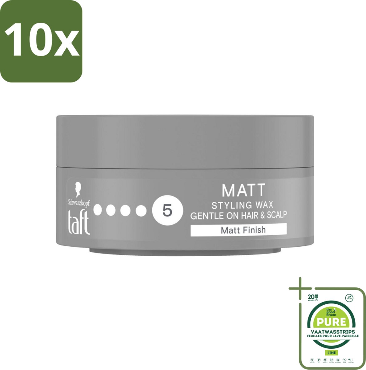 10 x Taft - Matt 5 - Styling Wax - Matterende finish - 75 ml - Grootverpakking - Haarwax - Matte Finish - Taft - Stylingproduct - Haarstyling
