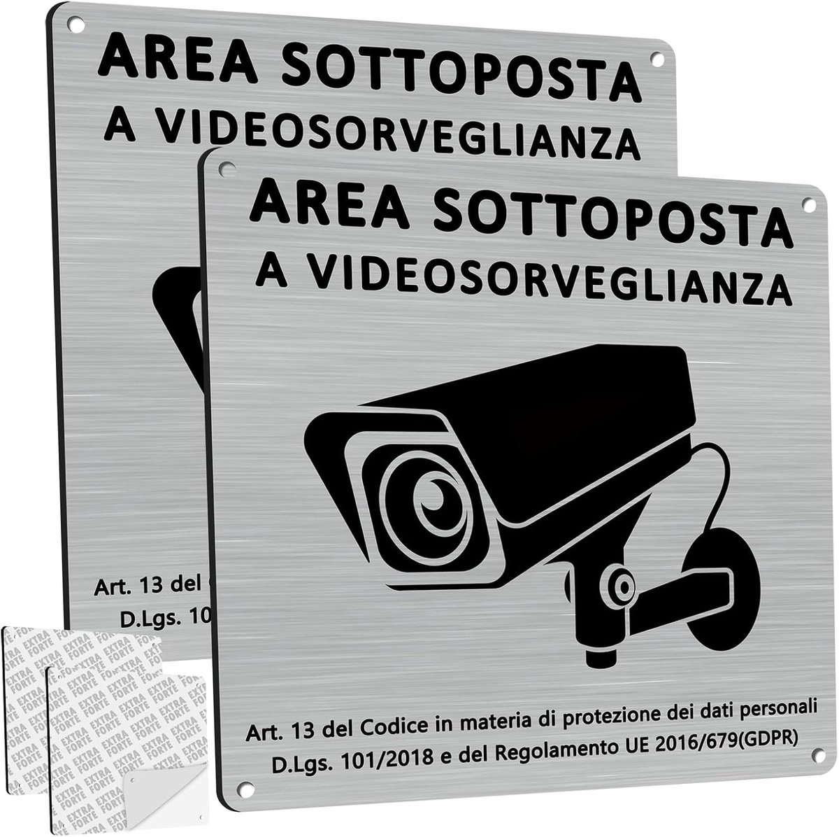 SnelShoppen - DADAPANGHU Videobewaking Bord - 2 Stuks - 15 x 15 cm Aluminium - Camerabewaking - Veiligheid Bord voor Thuis en Tuin