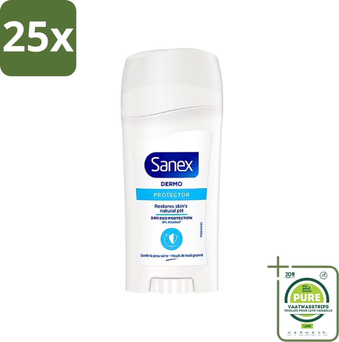 25 x Sanex - Deodorant Stick - Dermo Protector - Huidvriendelijke Formule - 65 ml - Grootverpakking - Sanex Deodorant - Deodorant Stick - Deodorant Voor Normale Huid - 24 Uur Bescherming - Alcoholvrij Deodorant