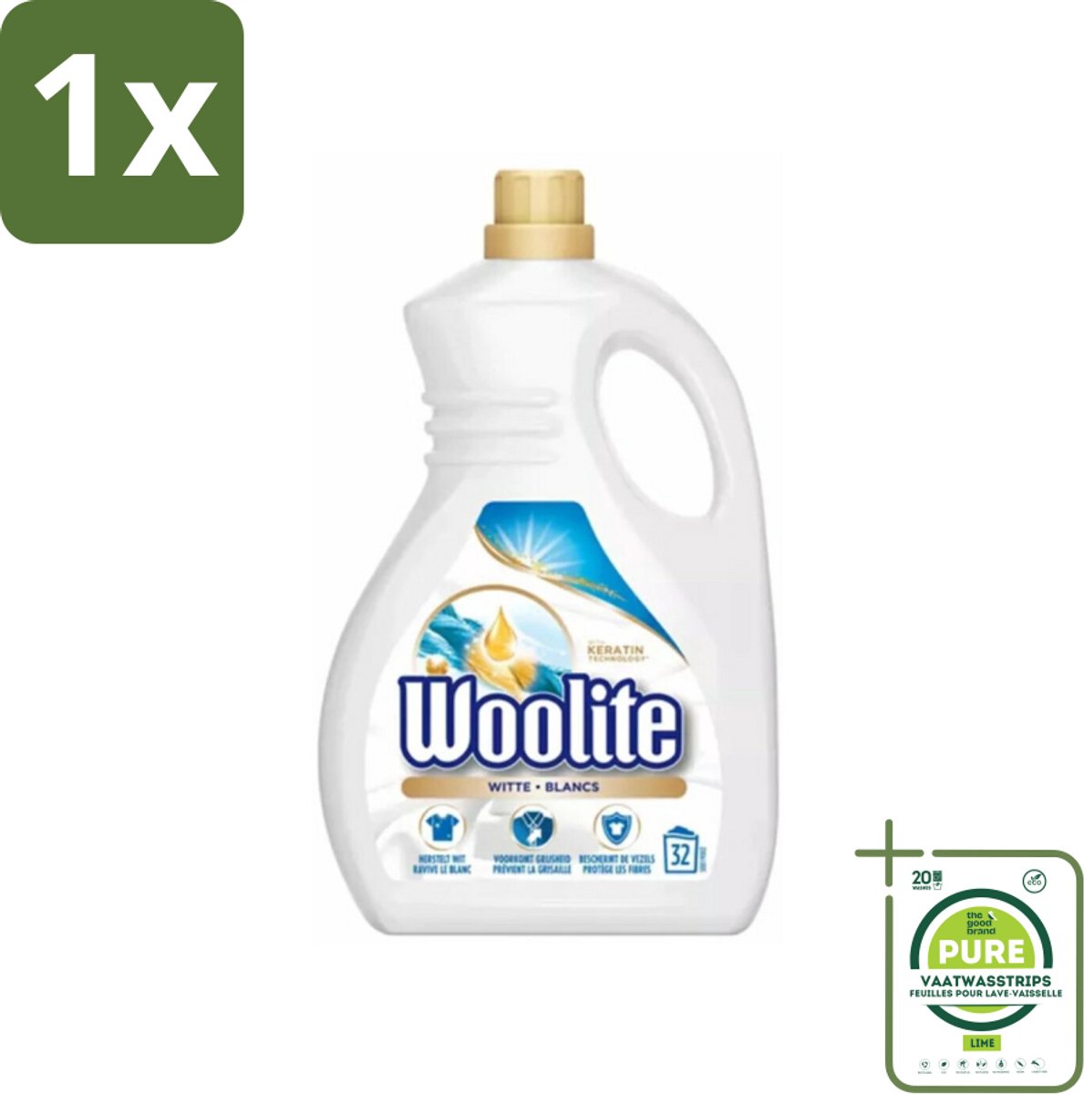 1 x Woolite - Wasmiddel - Vloeibaar Wasmiddel - Wit - 25wb/1,5L - Kleurbehoud - Keratine - Vezelbescherming - Wasmiddel Voor Gekleurde Was - Wasmiddel Voor Donkere Was