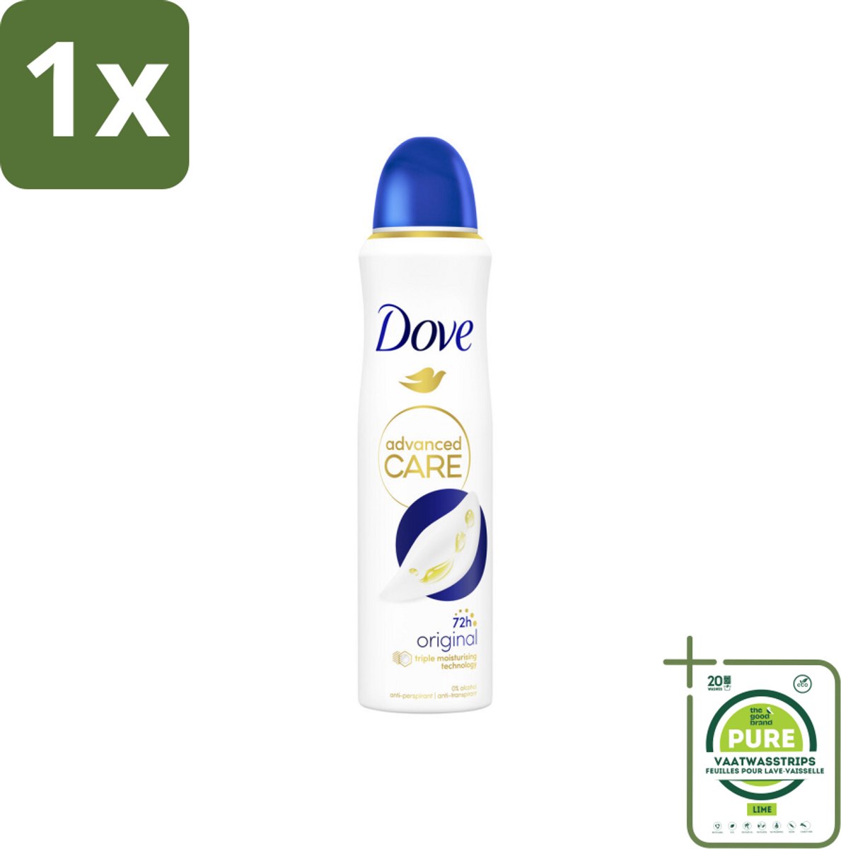1 x Dove – Deodorant Spray – Original – 150 ml - Anti-transpirant - Deodorant Spray - Zweetbehandeling - Geurverwijdering - Huidverzorging