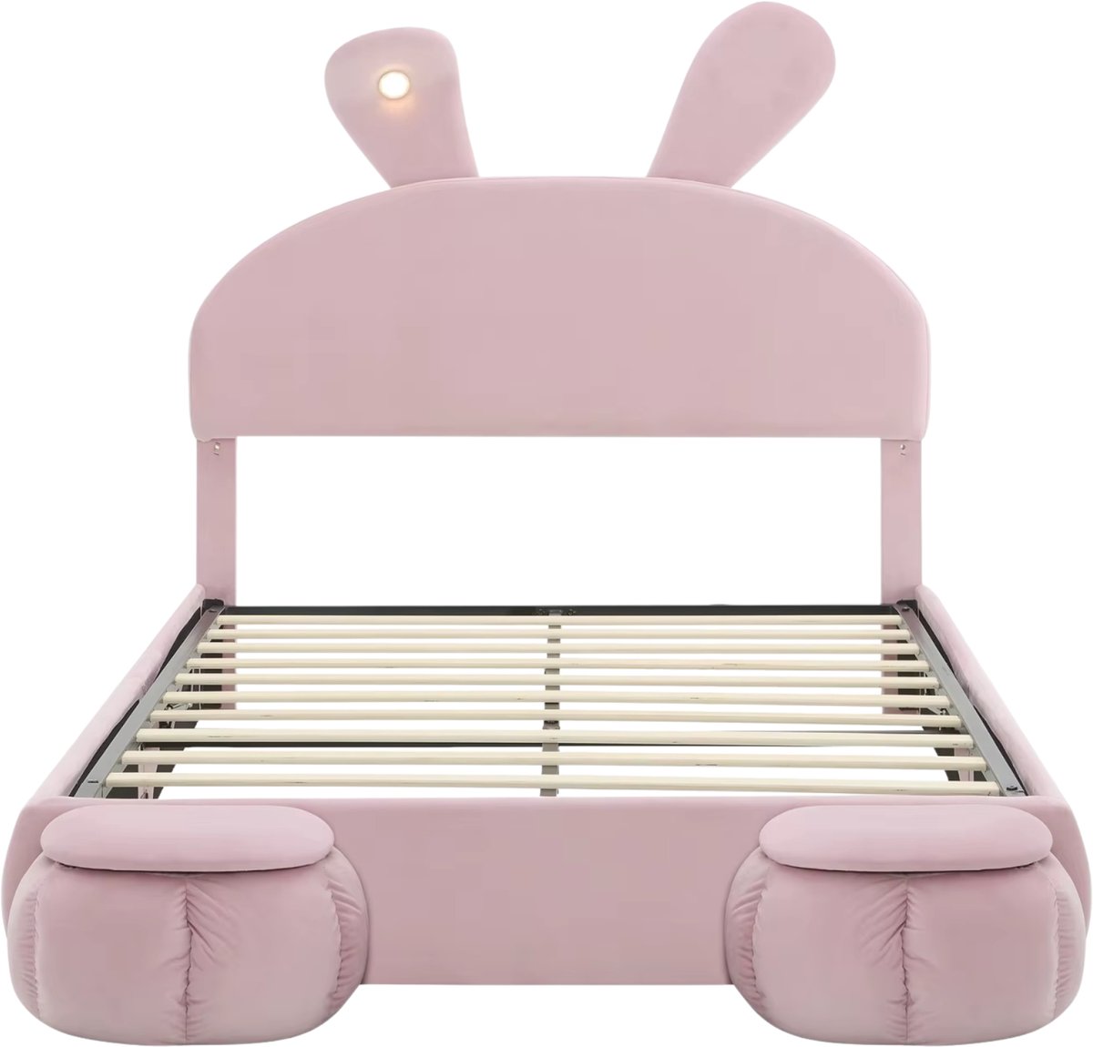 Happiq Gestoffeerd Tweepersoonsbed 140x200 cm Roze - met LED Verlichting, Hoofdbord
