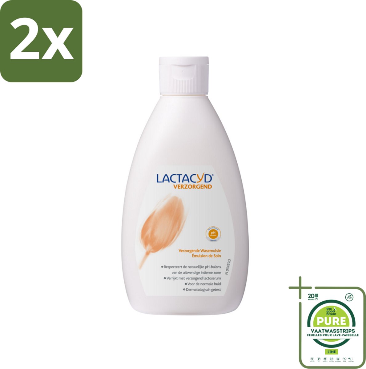 Lactacyd – Verzorgende Wasemulsie – pH-vriendelijk – 300 ml - Voordeelverpakking - 2 stuks - Intieme wasemulsie - Milde intieme verzorging