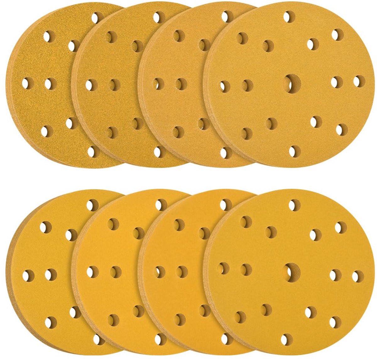 SnelShoppen - Schuurpapier 150 mm, 80 stuks, 15 gaten rond schuurdiscs voor metaal, hout, kunststof, voor excentrische schuurmachine, korrelgrootte P8