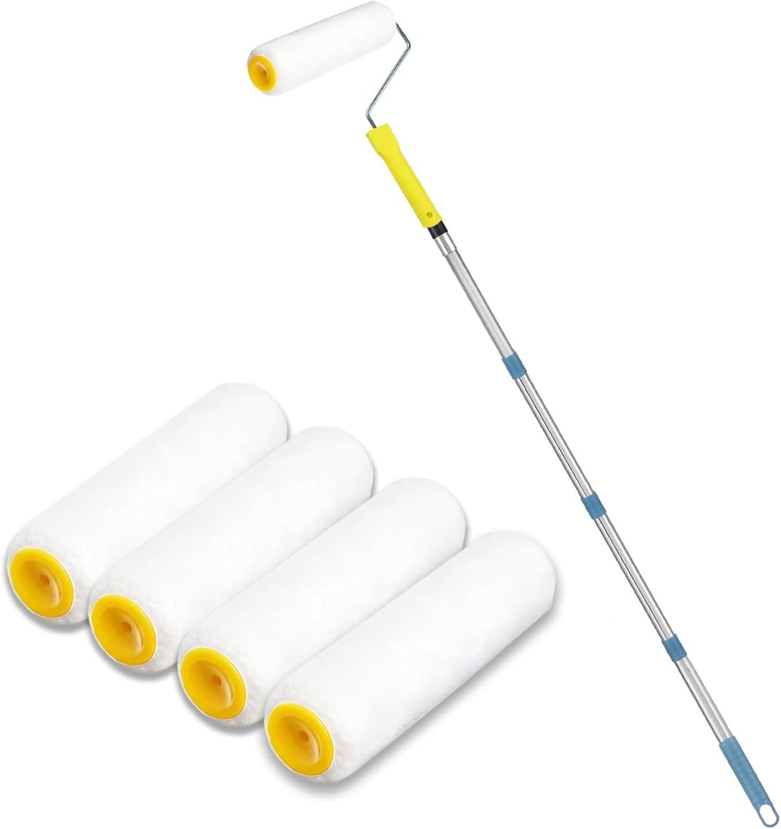 ACEBON Home Paint Roller Set, 9 Inch Roll Frame with 5 Premium Microfiber Replacement Covers, Extension Bar 4 - ShopVlot