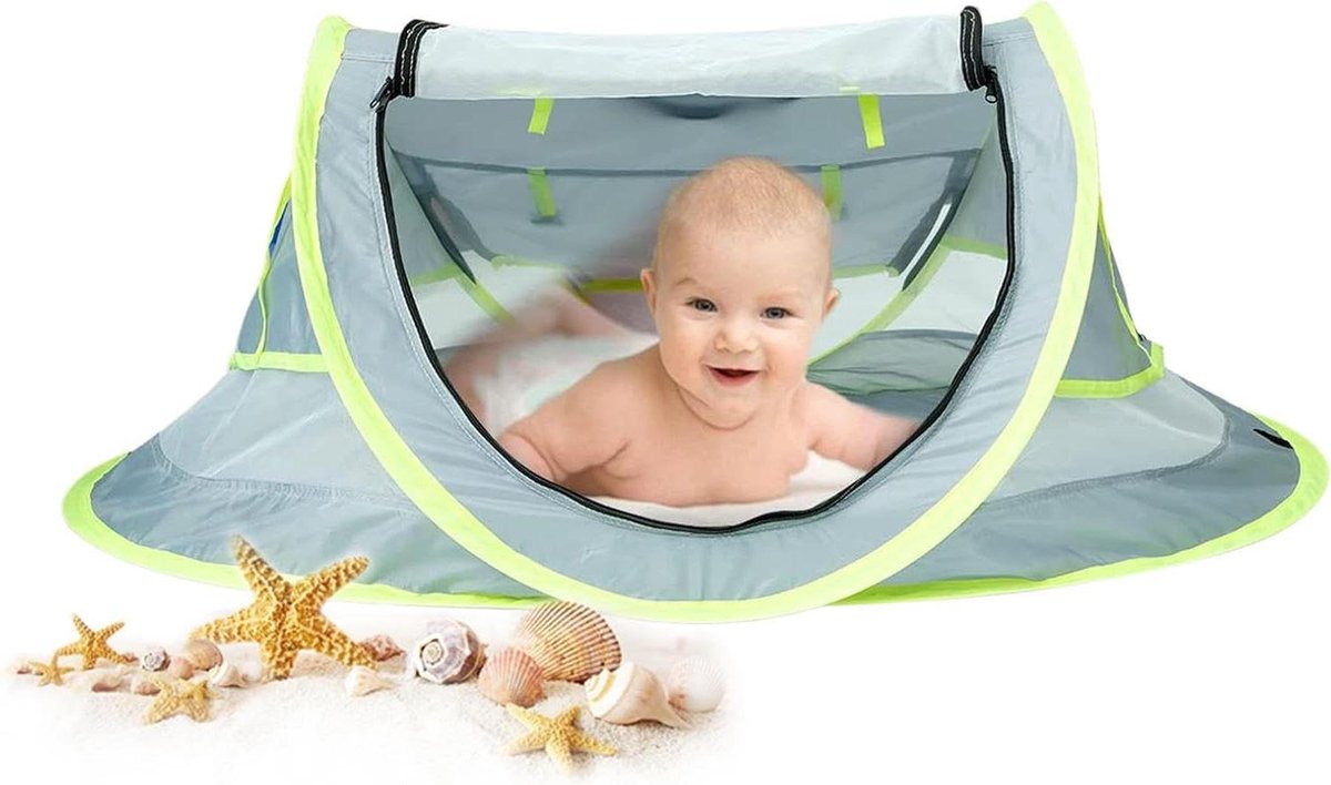 Baby Strandtent - Pop-up Tent - Bescherming tegen zon - UV 50+ bescherming - 108x51x65 cm - Grijs