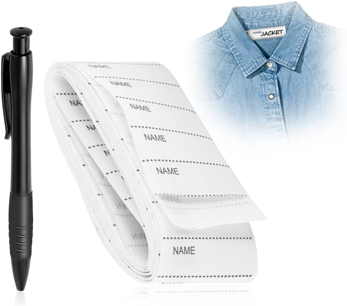SnelShoppen - Pack van 200 Wasbare Strijklabels, Naamlabels voor Kleding, Kinderen, Kledinglabels met Pennen, Ideaal voor School en Camping