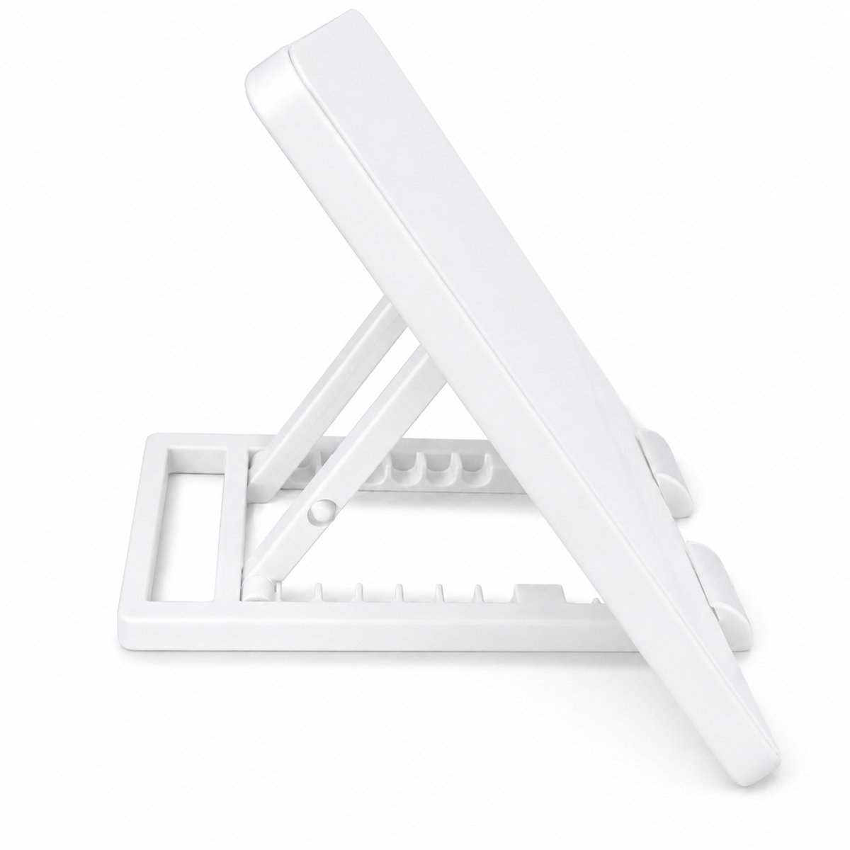 Tablet Houder - iPad Standaard - Opvouwbare Tablet Stand - Verstelbare Kijkhoek - Universele Bureauhouder - Stevige Tablet Houder - Compact Design - Wit
