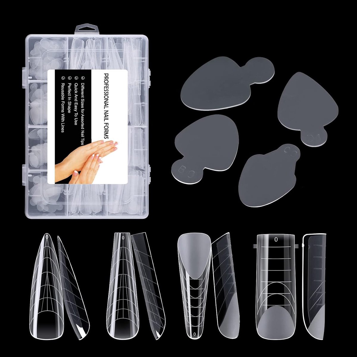BNG 120 stuks nagel dubbele vormen transparante acryl gel nagel vormen, 5 * 12 dubbele vormen & 5 * 12 stickers voor - ShopVlot