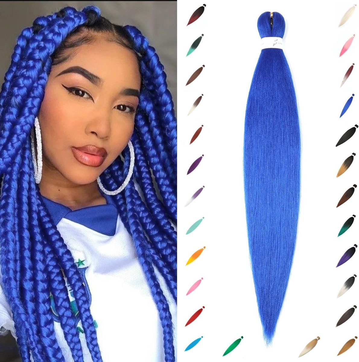 SnelShoppen - 30 Inch Pre-Stretched Vlecht Extensions Blauw - Professionele Synthetische Jumbo Vlecht Haar - Geen Jeuk, Geen Knoop, Comfortabel, 1 Pac