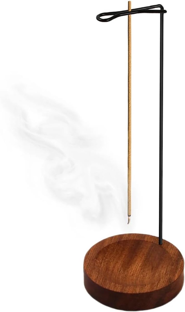 SnelShoppen - Handgemaakte Houten Wierookhouder met Glazen Asopvang voor Wierookstokjes en Wierookkegels - Ideaal voor Meditatie, Yoga en Spa - Elegan