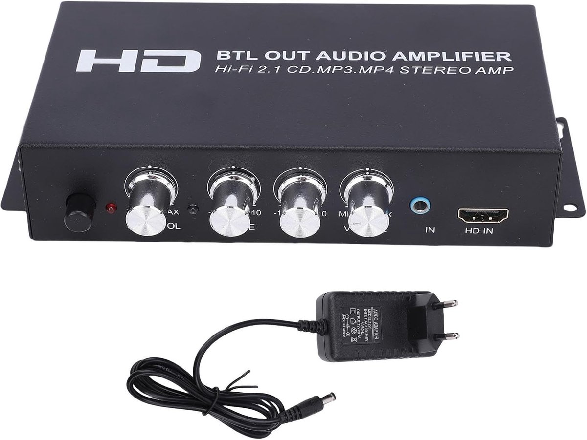 SnelShoppen - M045 Stereo Versterker - 2 Kanaals Geluidsontvanger Bluetooth HiFi Stereo Vermogen Versterker met HDMI, AUX Ingang voor Thuis Computer -