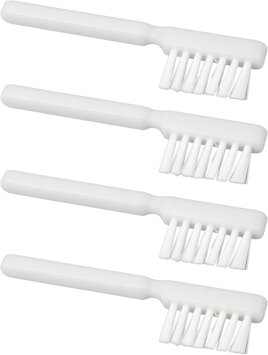 SnelShoppen - 4 Stuks Platenspeler Stylus Schoonmaakborstel 64,5 x 15 mm voor Stof, Fluff en Haren, Wit, Ideaal voor Kleine Ruimtes