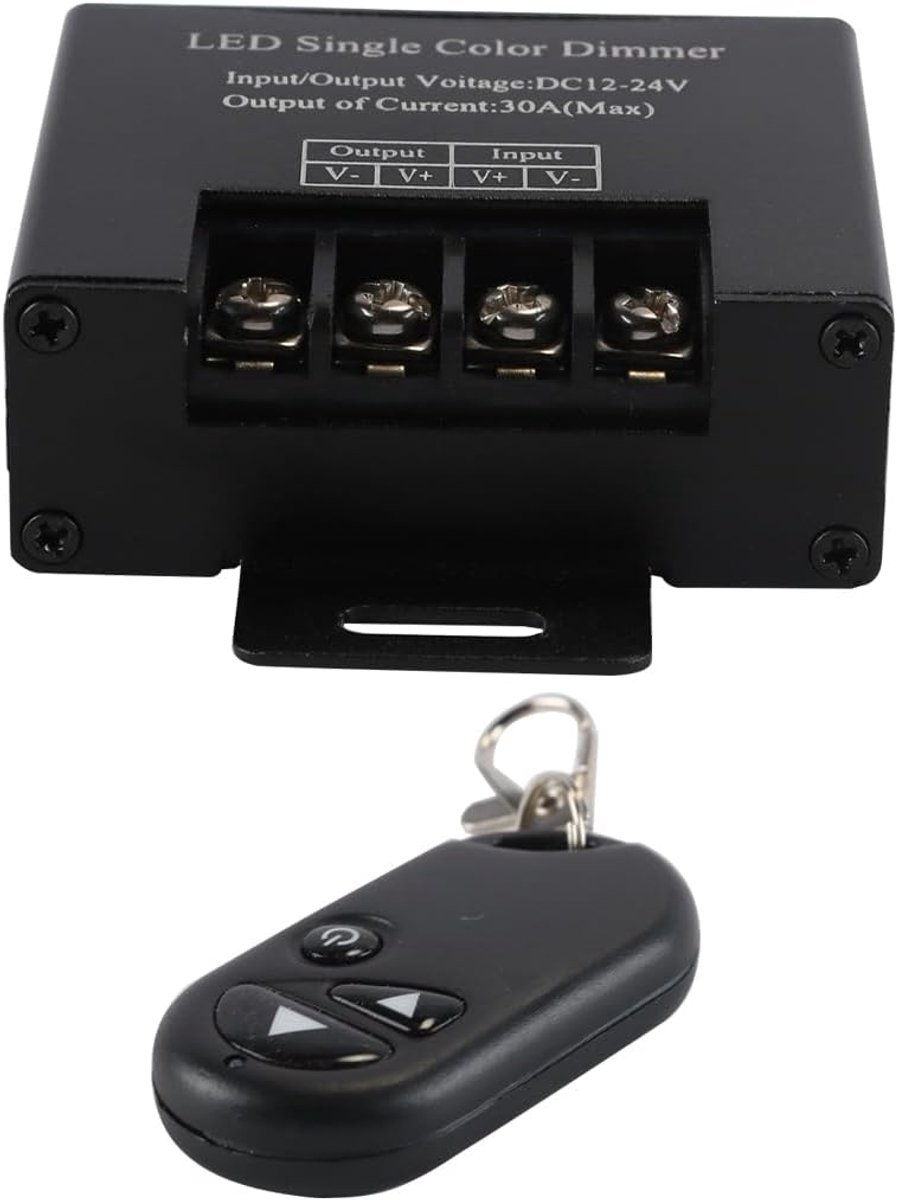 SnelShoppen - RF Afstandsbediening Dimmer voor LED Strips en Lampen - DC12-24V Max. 30A - Monochrome Verlichting - Ideaal voor Thuis, Tuin en Feesten