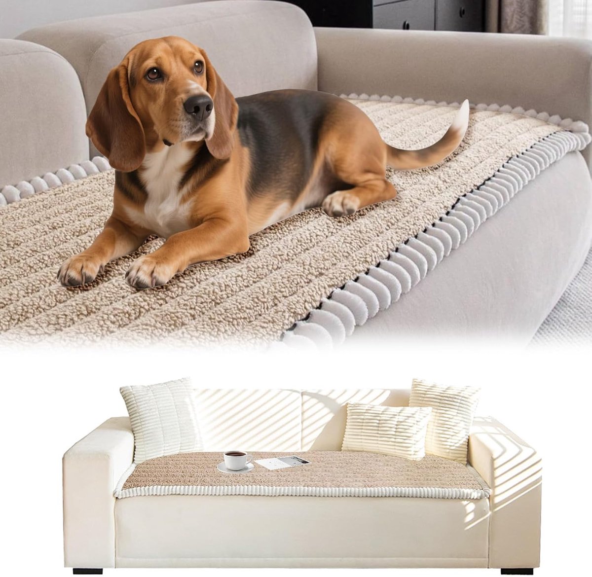 SnelShoppen - Wasbare Corduroy Sofa Cover voor 2-4 Zitsbank, Khaki, 70 x 210 cm, Comfortabel en Beschermend, Ideaal voor Woonkamer, Slaapkamer, Reizen