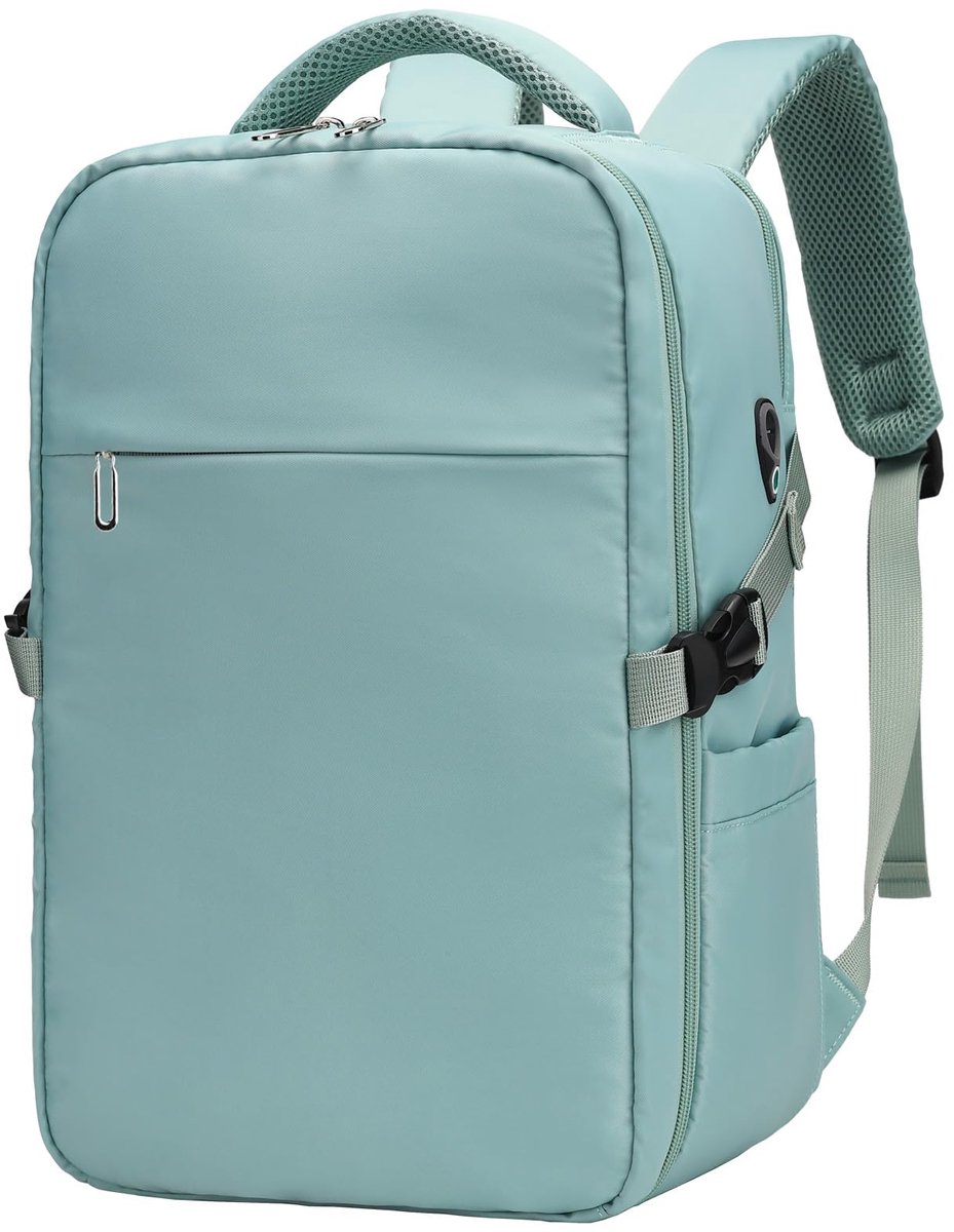 SnelShoppen - Lichte Uniseks Reisrugzak 40x30x20 met PC-Tas voor 14 Inch Laptop, Cyaangroen Handbagage voor Dames en Heren, Ideaal voor Reis, Weekendj