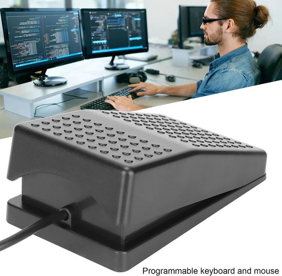 USB Voetpedaal - Programmeerbare Schakelaar - Efficiënter Werken - Foto-elektrisch Ontwerp - 2 Meter Kabel - Zwart — afbeelding 3
