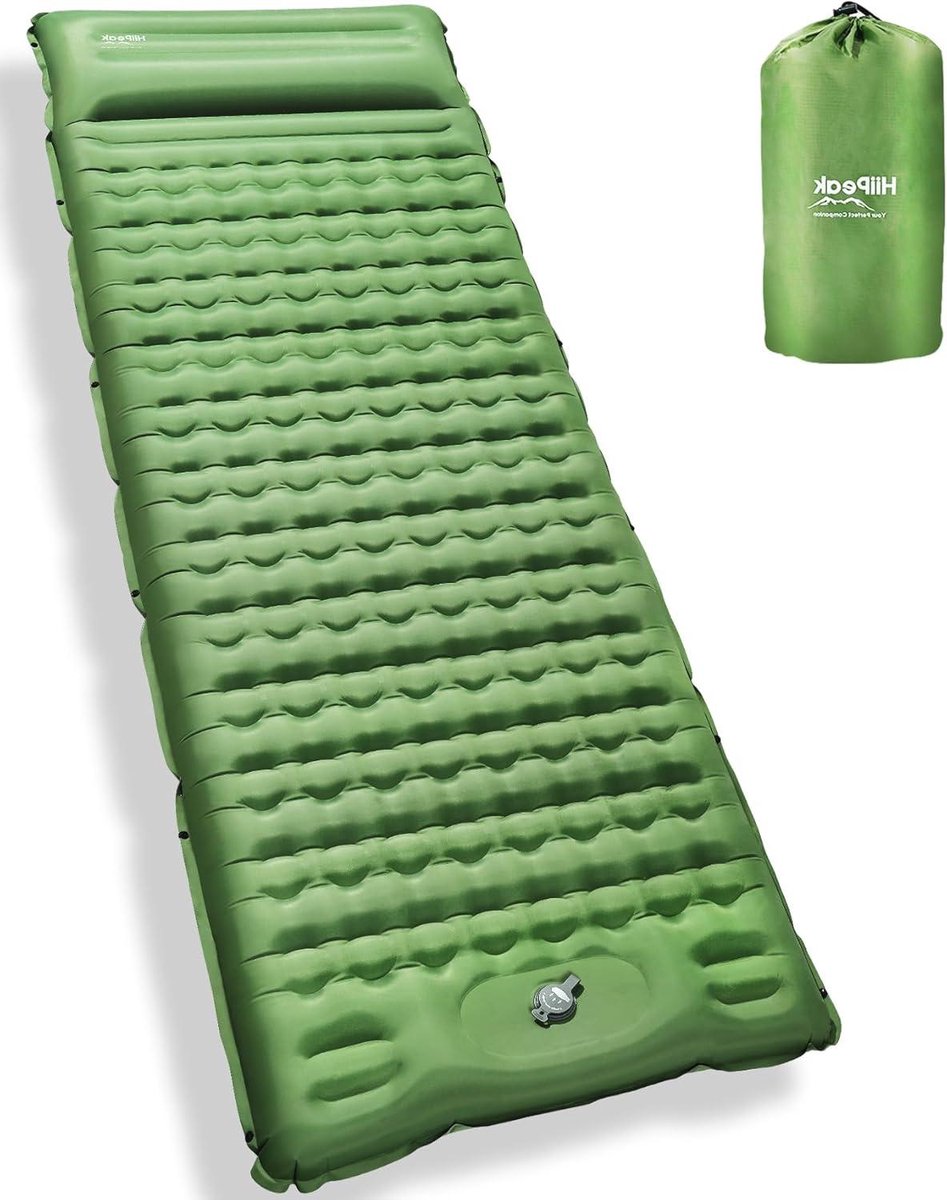 Kampeer Matras - Slaapmat Opblaasbaar - Buiten Slapen - Ingebouwde Voetpomp - 12 cm Dik - Groen
