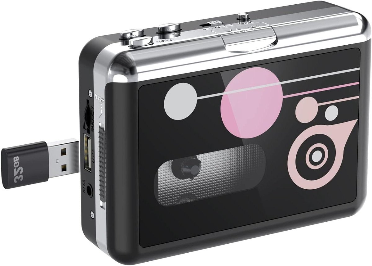 Cassettespeler - Audio Converter - Muziek Archiveren - Zonder PC - Geen PC Nodig - Zwart