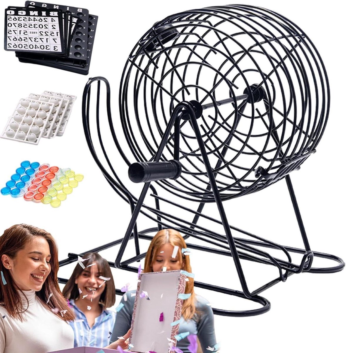 Bingo Kooi - Loterij Machine - Feestspel - Voorkomt Ontsnapping Ballen - 21 x 21 x 20 cm - Zilver