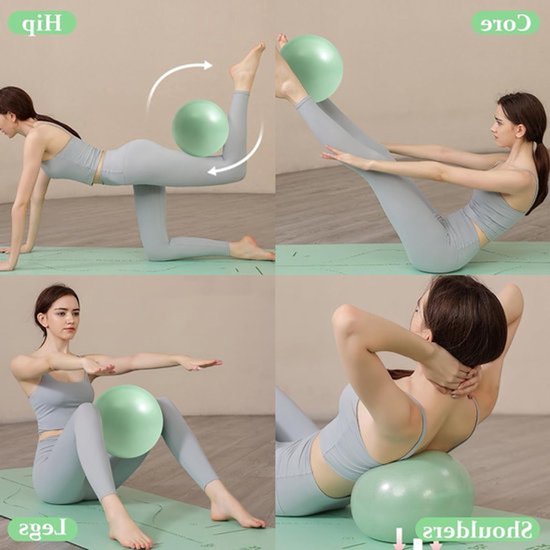 Set van 3 Pilatesballen 25 cm - Zachte, Antislip en Versterkte Gymnastiekballen in Roze, Paars en Groen met Pomp - Ideaal voor Pilates, Yoga en Thuisworkouts — afbeelding 3