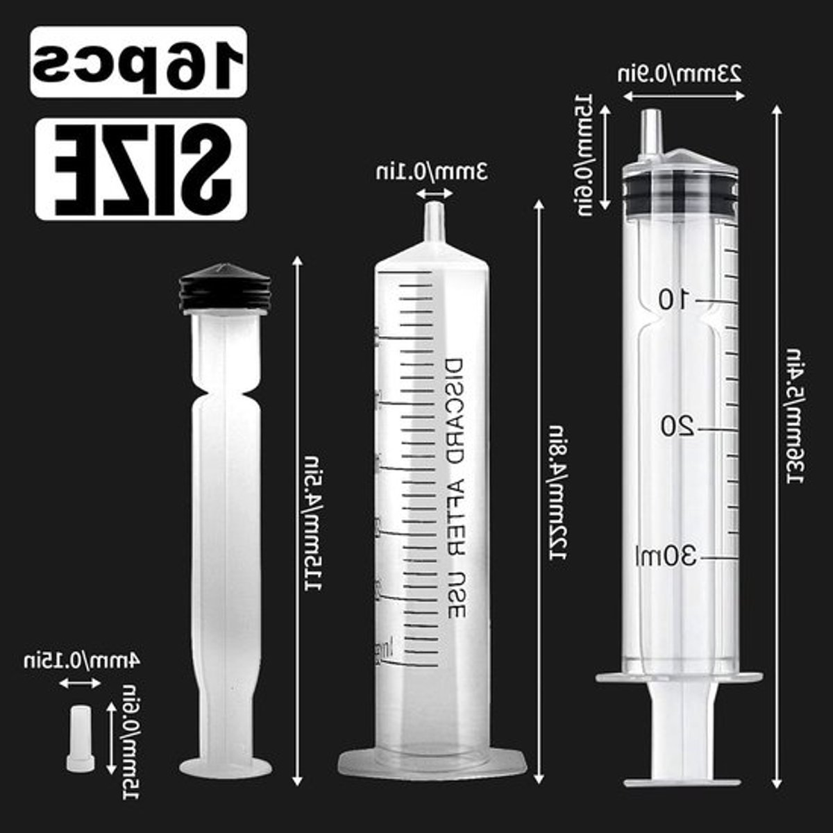 Steriele 30ml spuiten set van 16 stuks voor olie, remvloeistof en huisdier voeding - herbruikbare plastic spuiten voor precisie en gemak