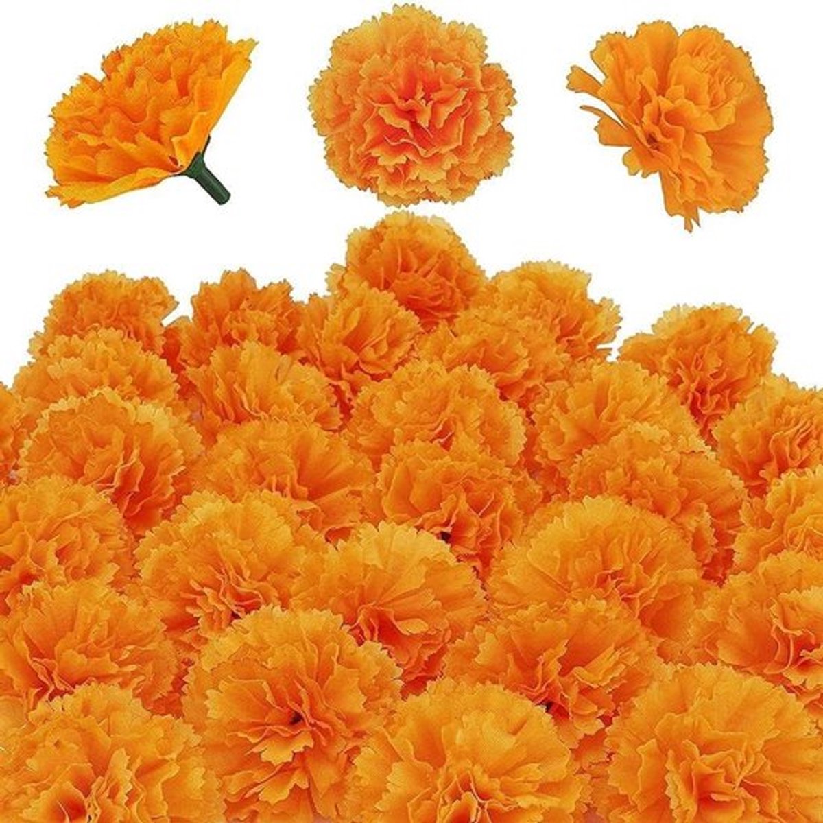 Kunstmatige Marigold Bloemen met Stelen - 30 Stuks voor Diwali, Bruiloft en DIY Decoratie Wreath Garland
