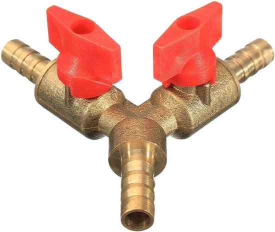 Y Shape Valve Connector - 3 Way Slangaansluiting - Y Controle Afsluiter voor Olie - Water - Gas 10mm Messing van Merkloos	 — afbeelding 5