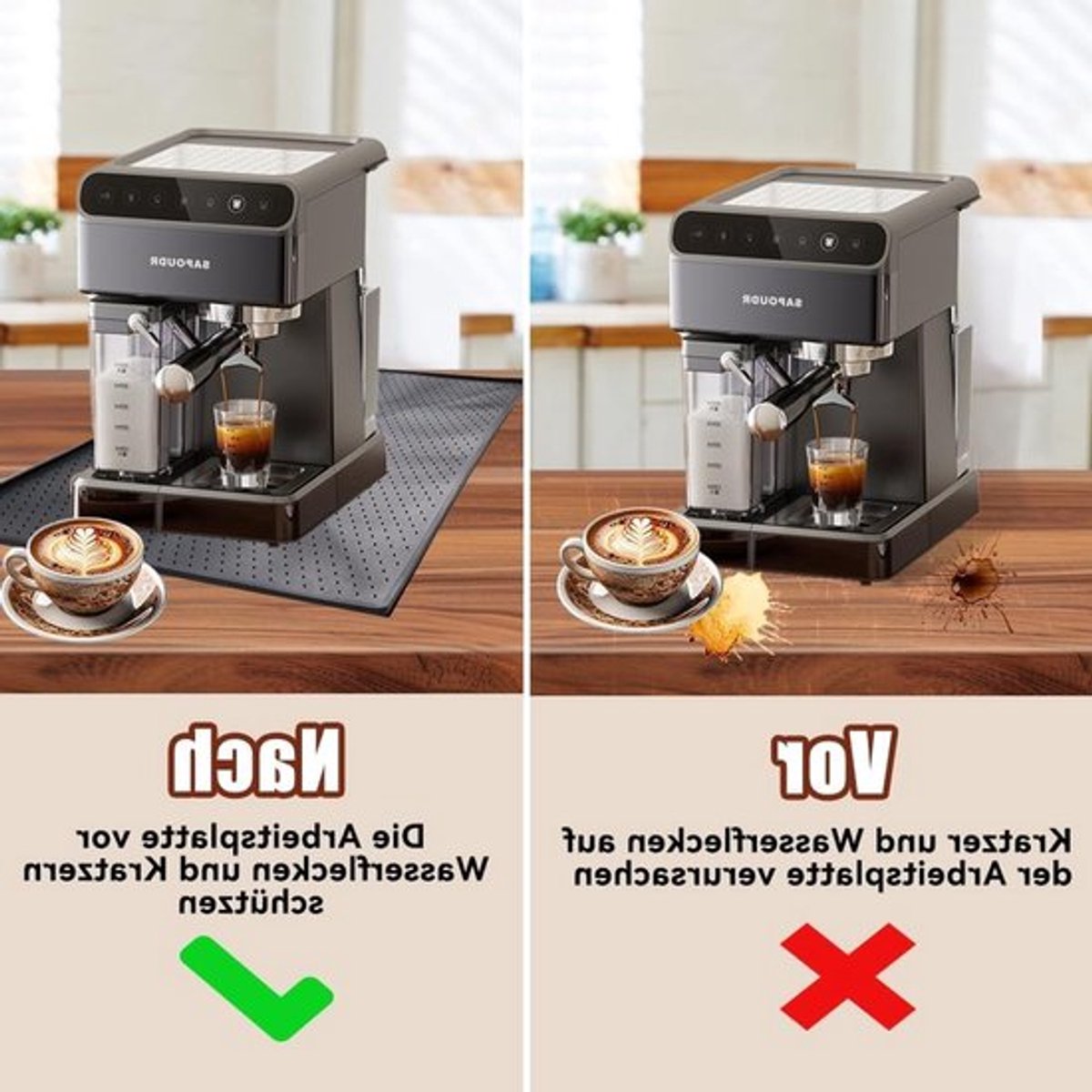 Siliconen Onderzetter voor Koffiemachine, 48 x 30 cm, Antislip Mat voor Volautomatische Koffiemachines, Geschikt voor Diverse Merken zoals De Longhi en Philips