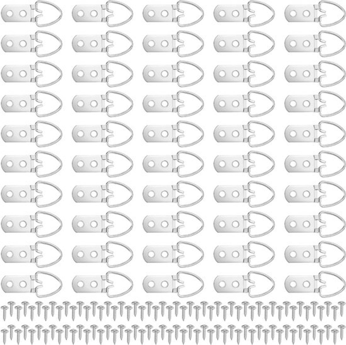 50 Stuks D Ring Foto Hangers met Schroeven voor Zware Fotolijsten en Spiegels - 18kg Draagvermogen, Stevige Bevestiging en Eenvoudige Installatie