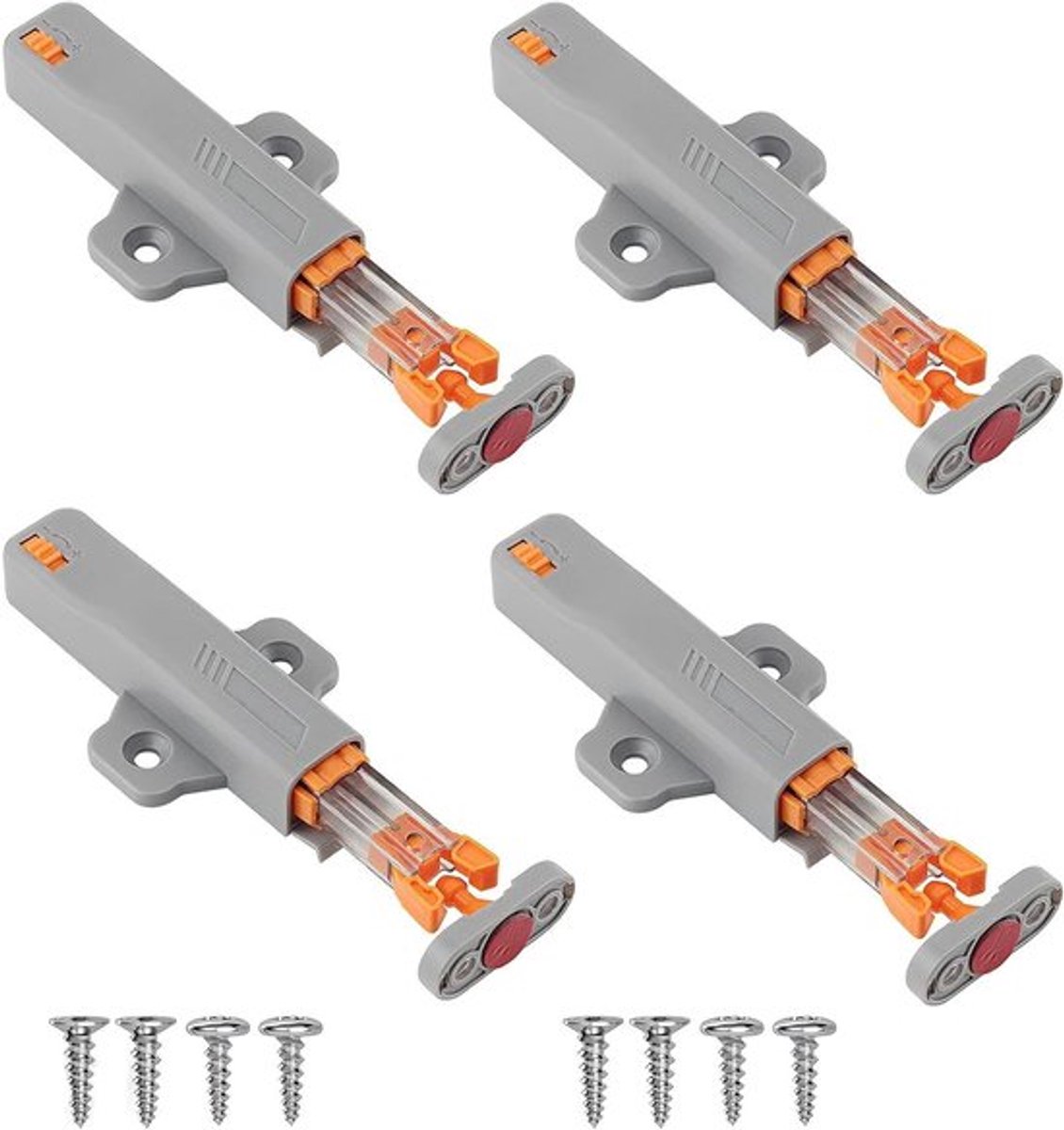 4 Stuks Zware Push-to-Open Deursluiters voor Keuken- en Kasten, Zelfsluitend en Duurzaam, Grijs