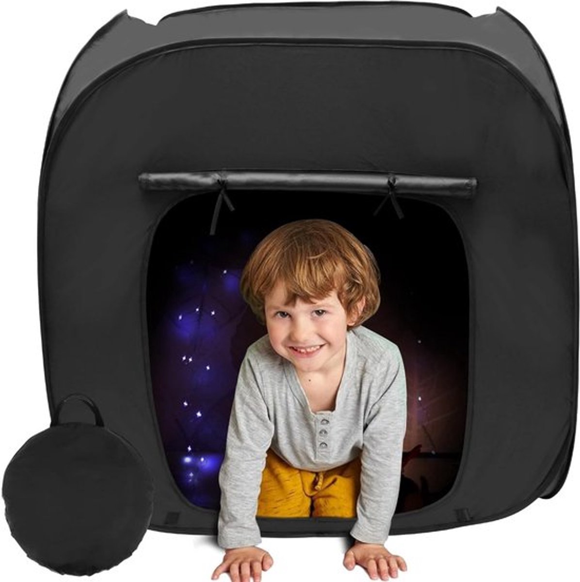 Ruime Kindertent voor Binnen en Buiten, Opvouwbare Donkerte Tent met Draagtas, Ideaal voor Sensory Spel en Avonturen, 90 cm Groot