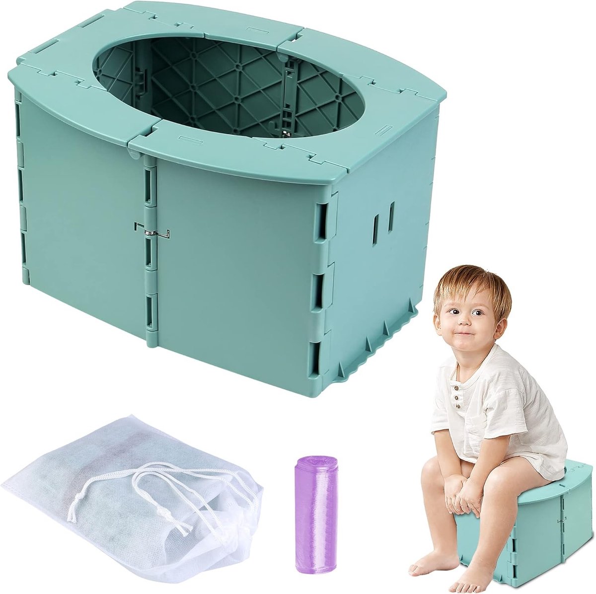 Vouwbare Toiletbril voor Kinderen, Ideaal voor Camping en Reizen, Compact en Lichtgewicht met Opbergvakken