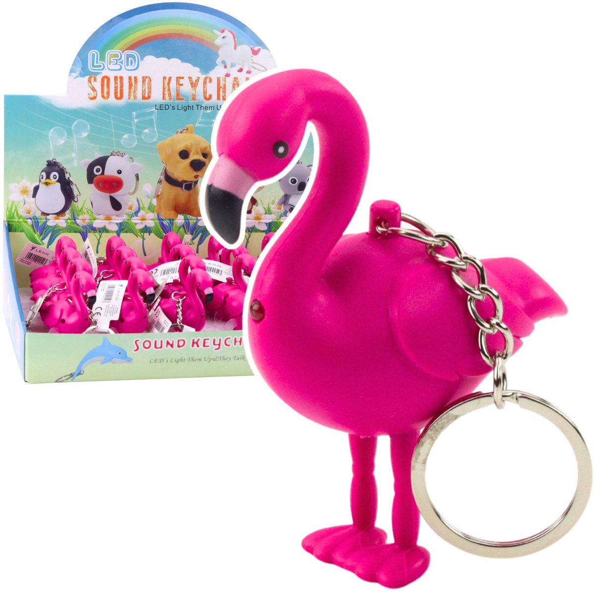 Flamingo Rugzak Sleutelhanger Led Klinkt Roze