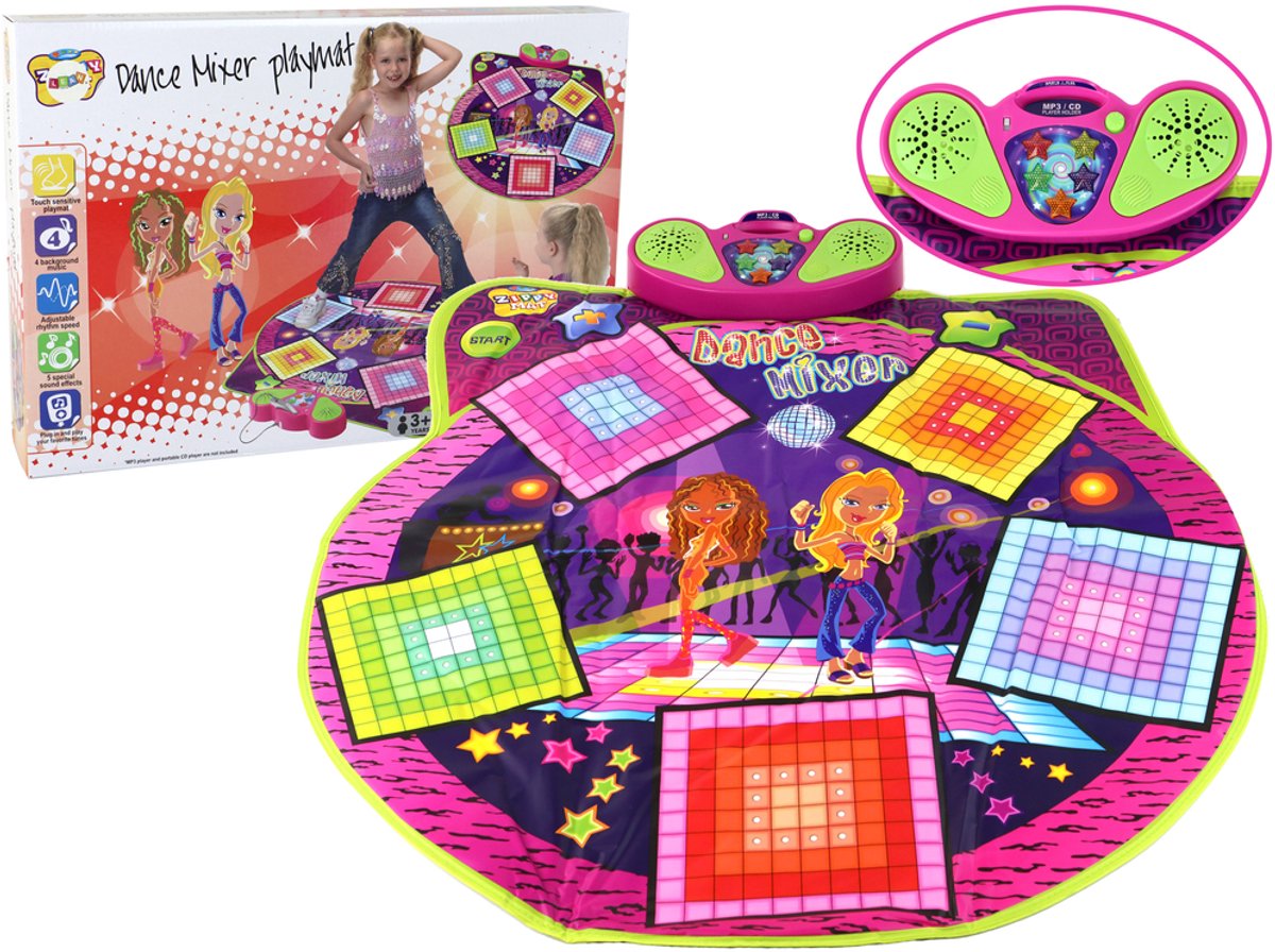Dansmat voor kinderen, werkt op batterijen, lichtgeluiden voor dans, 91 cm x 93 cm