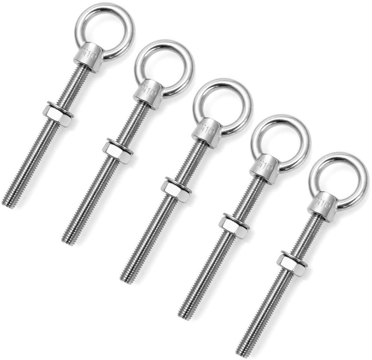 SnelShoppen - M10 * 100mm RVS Oogbout 5 Stuks - Roestvrij, Corrosiebestendig, Sterk en Duurzaam - Voor Kabels, Lussen, Haken en Bevestigingen