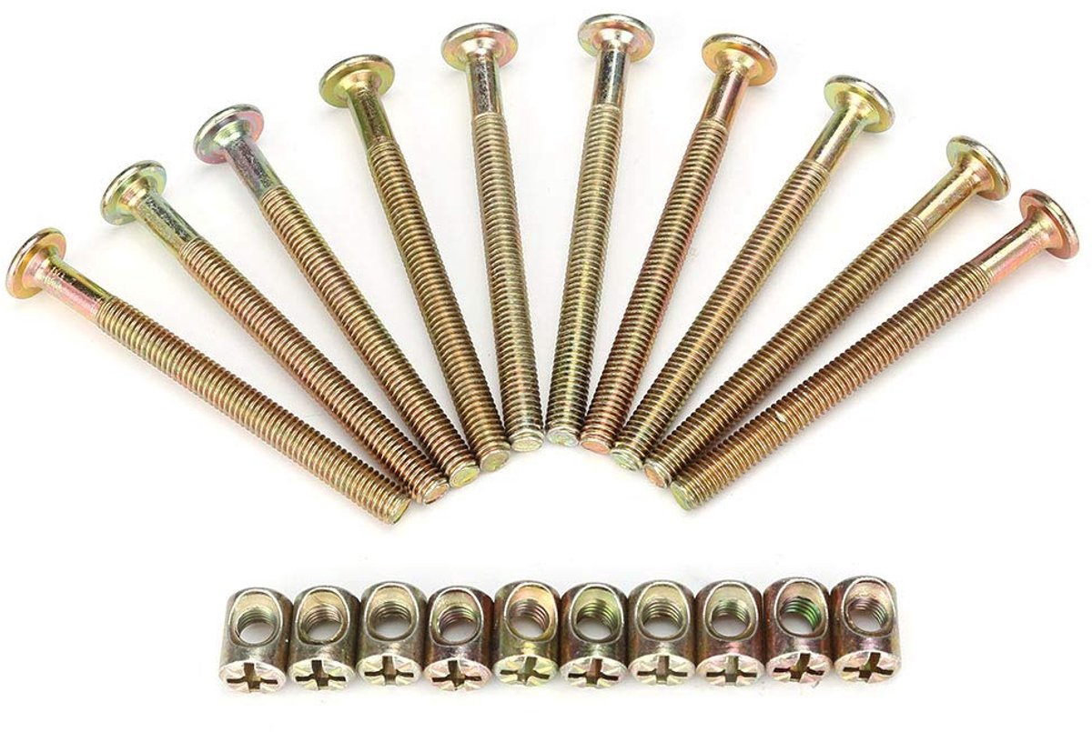 SnelShoppen - Meubelmoeren + Schroeven, 10st M6 x 70mm Inbusbouten met Cilindermuttern, Meubelbouten Assortiment voor Hout, Keuken, Kasten, Planken